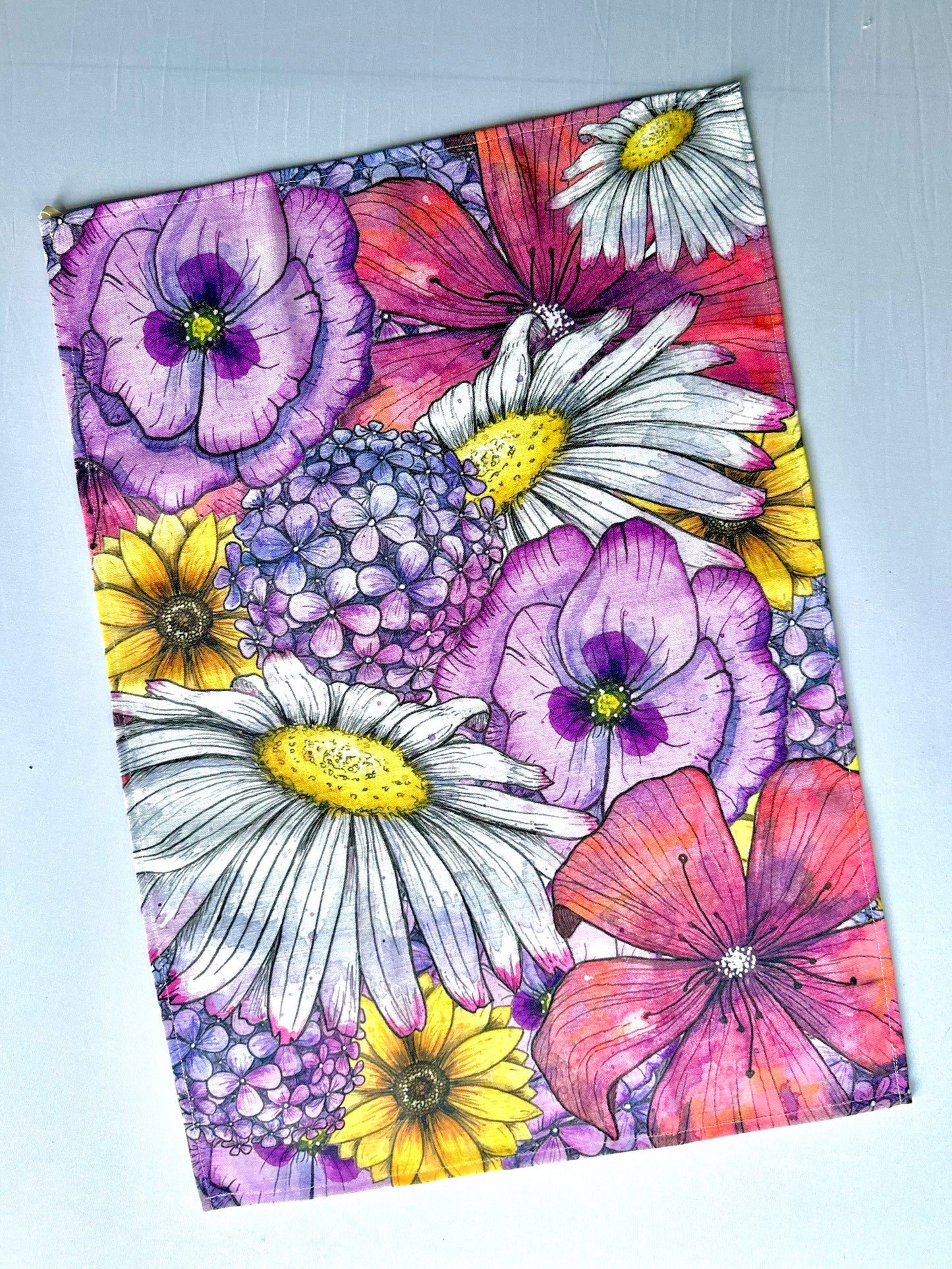 Tea Towel Flowers Bright