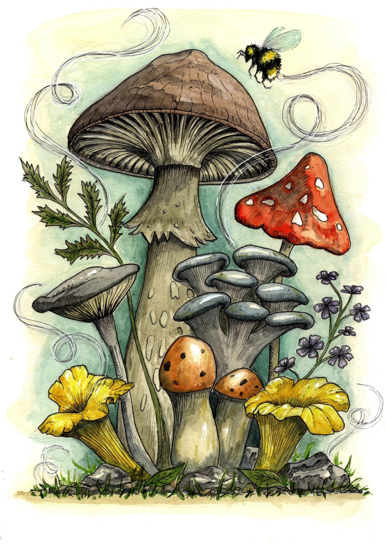 'Funghi Fiesta' A6 Postcard